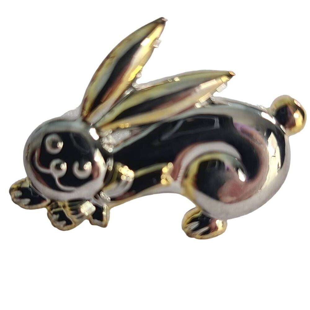 Vintage Best Silver Gold Tone Easter Bunny Rabbit Stud Earrings NEW Oldstock